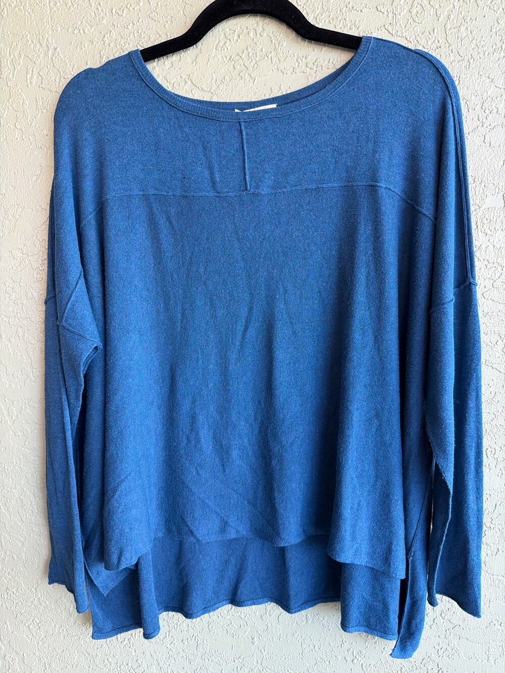 Eileen Fisher Oversized Sweater Womens S Blue Boxy High Low Drop Shoulders